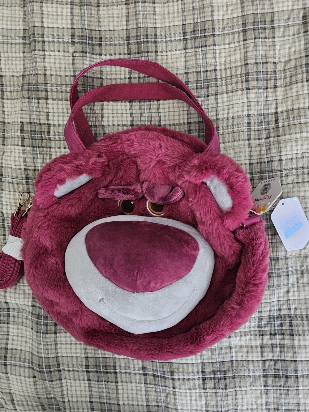 Disney Lotso Plush Crossbody Bag - Magenta and White